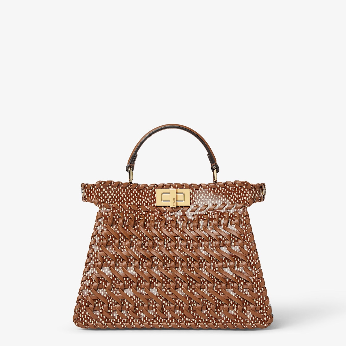 FENDI Peekaboo ISeeU Small Brown interlaced leather bag - Image 1